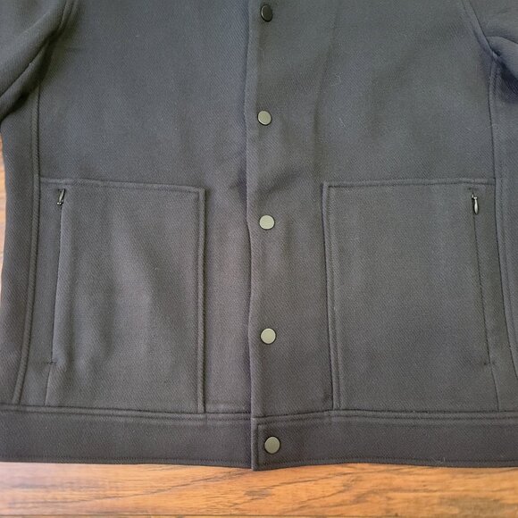 AWAY Travel Black Zipper Pocket Collared Snap Button-Front Jacket sz L EUC Fall - Picture 2 of 7